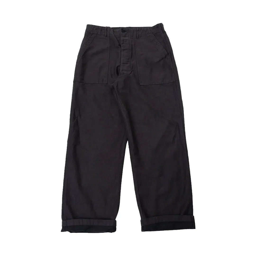 Fatigue-Pants-Cotton-Linen-Moleskin-Relax-Fit-Charcoal-Gray-Front OrSlow 01-5104-60K – Fatigue Pants Cotton Linen Moleskin Relax Fit – Charcoal Gray