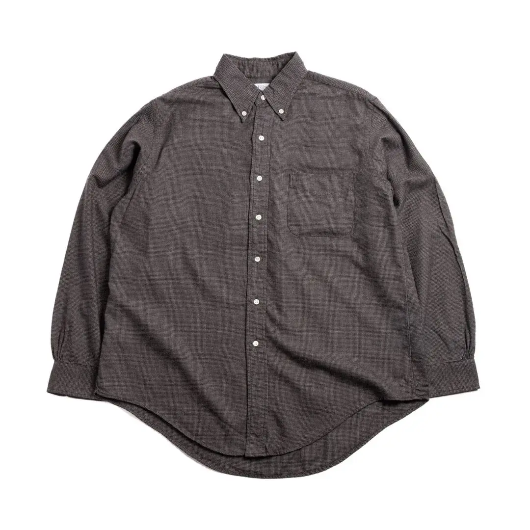 Orslow-8112–60-Button-Down-Shirt-Soft-Subtly-Brushed-Mini-Check-Front Orslow (8112–60) Button Down Shirt Soft Subtly Brushed Mini Check