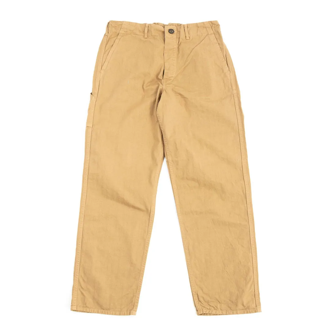 orSlow-LOT–5000-ORIGINAL-HERRINGBONE-FRENCH-WORK-PANT-KHAKI-Front orSlow (LOT–5000) Original Herringbone French Work Pant Khaki