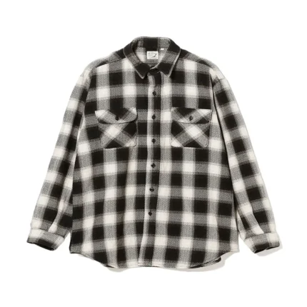 orSlow Relax Fit Flannel Shirt Black White
