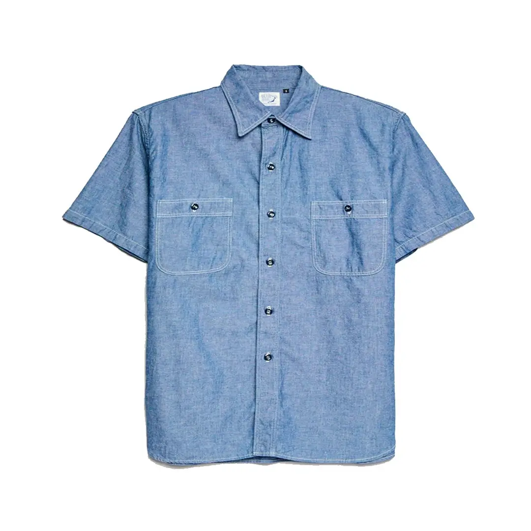 orSlow-Vintage-Fit-SS-Chambray-Work-Shirt-in-Indigo-Front orSlow Vintage Fit SS Chambray Work Shirt in Indigo
