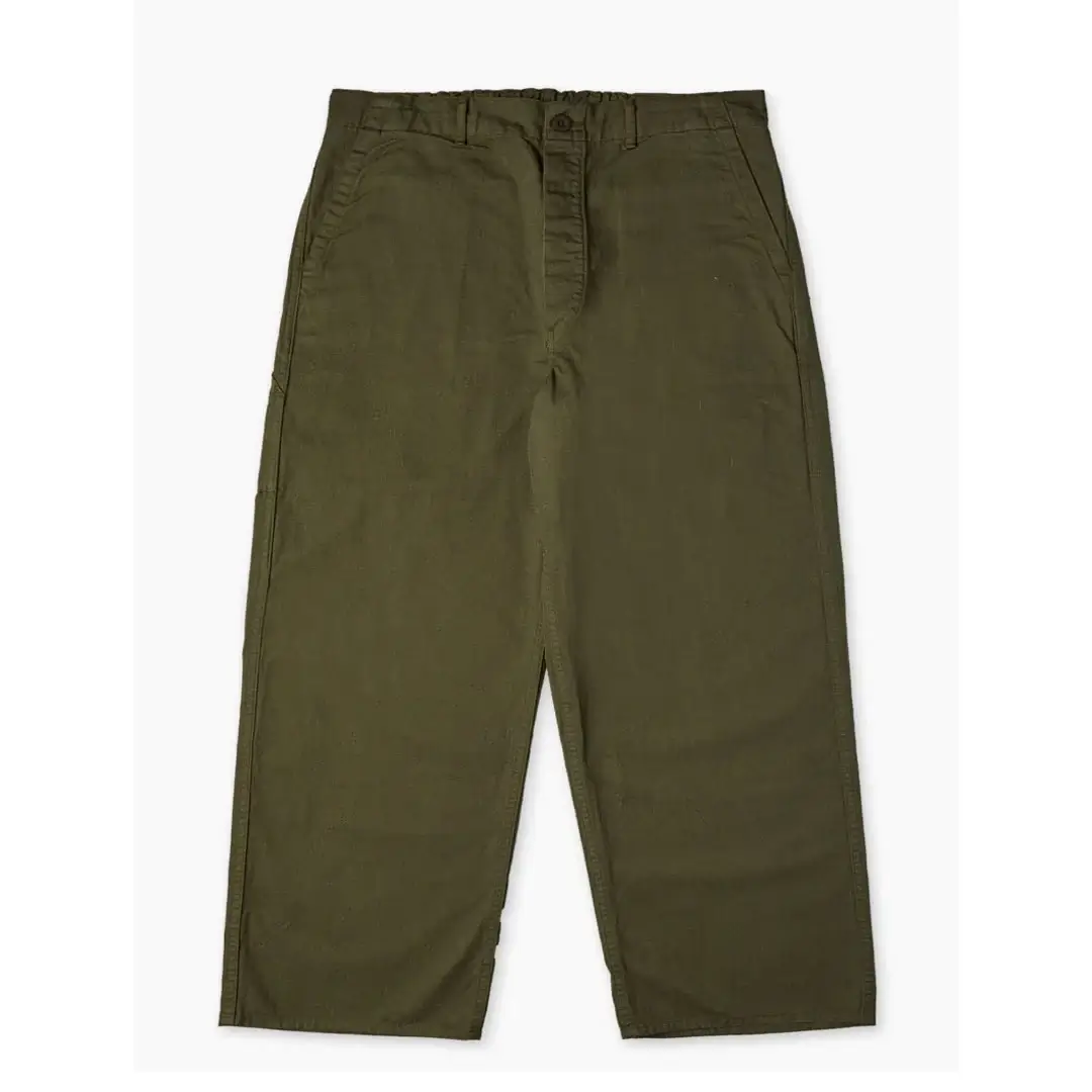 orSlow-Wide-Fit-French-Work-Pants-Army-Green-Front orSlow Wide Fit French Work Pants Army Green